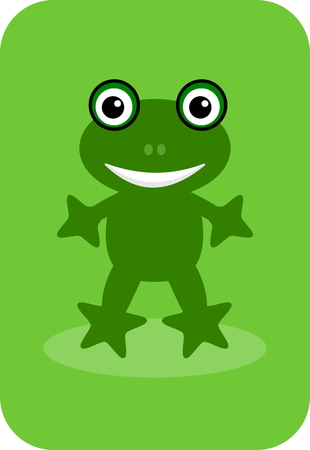 a happy green frog on a green backgroundのイラスト素材