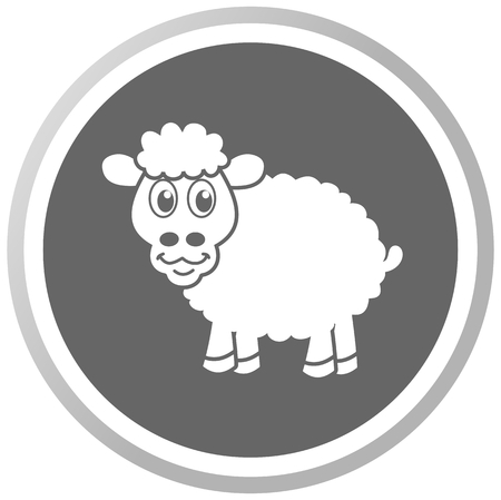 a sheep in a grey Panelのイラスト素材