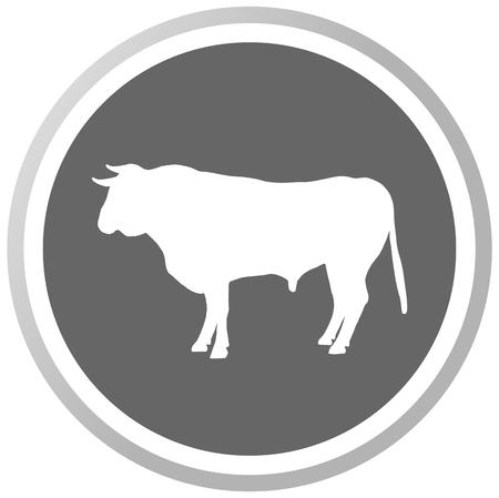 a bull in a grey Panelのイラスト素材