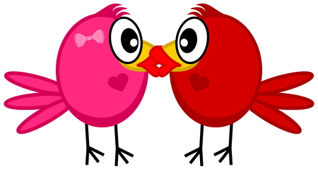a couple kissing birdのイラスト素材