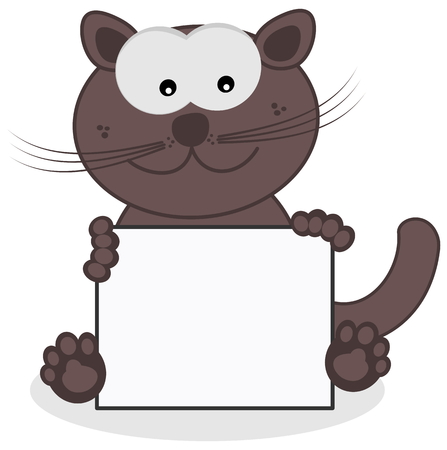cat sitting with a posterのイラスト素材
