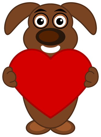 dog standing front holding a heartのイラスト素材