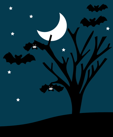 Halloween illustration with batsのイラスト素材