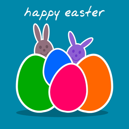 Easter eggs with rabbitsのイラスト素材