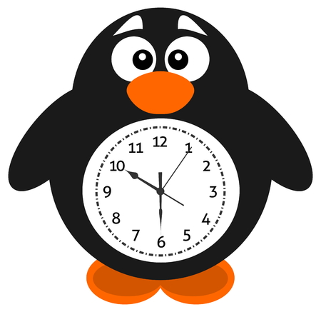a clock object penguinのイラスト素材