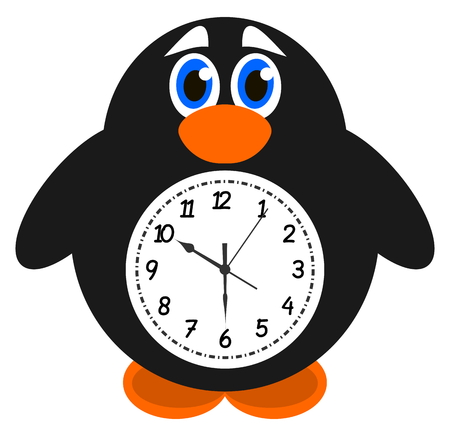 a clock object penguinのイラスト素材