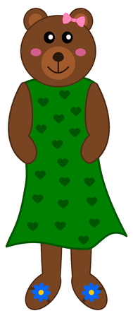 bear in a green dressのイラスト素材