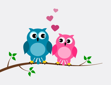 a couple of owl loverのイラスト素材