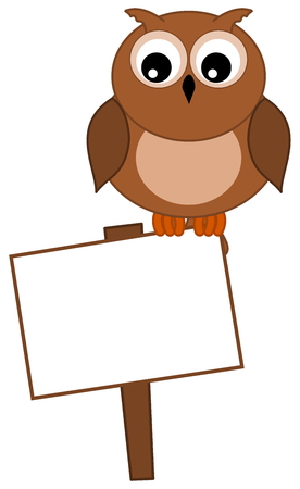 an owl looking at the signのイラスト素材