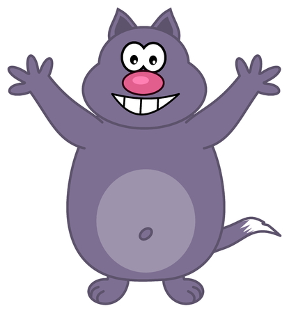 big cat standing waving armsのイラスト素材