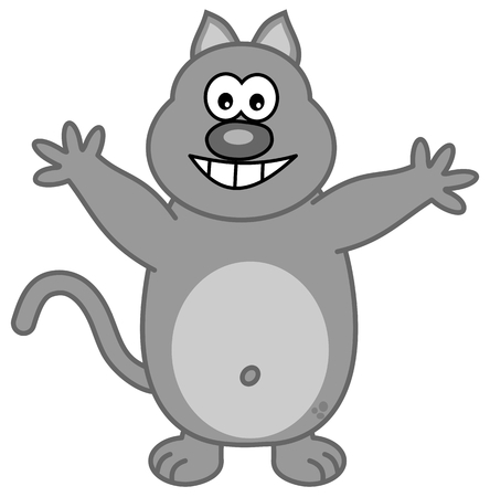 big cat standing waving armsのイラスト素材