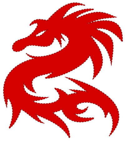 red dragon, with dash around the edgesのイラスト素材