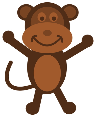 a brown monkey standing and cheerfulのイラスト素材
