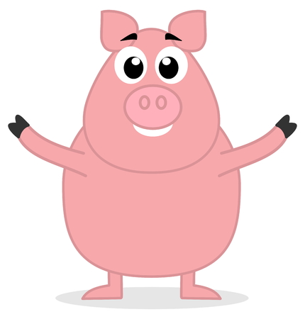 big pig standing open armsのイラスト素材