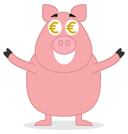 big pig standing like moneyのイラスト素材