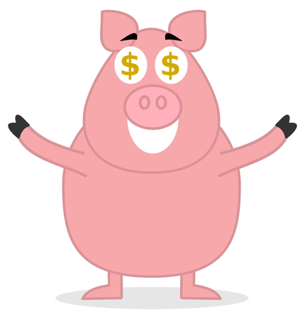 big pig standing like moneyのイラスト素材