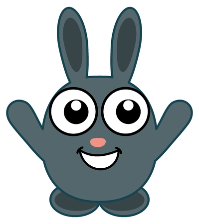 a cute blue rabbit standing with open armsのイラスト素材