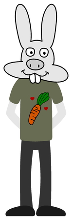 a white rabbit with carrot t-shirtのイラスト素材