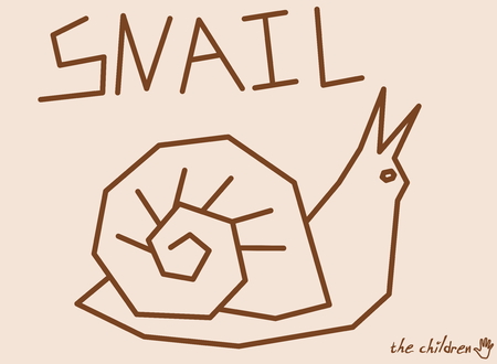 a draft of snail drawing by childrenのイラスト素材