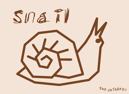 a draft of snail drawing by childrenのイラスト素材