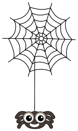 a big smiling spider with cobwebのイラスト素材