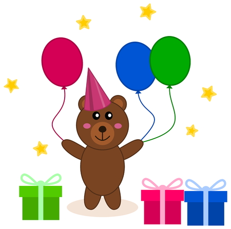 a birthday with balloon and giftsのイラスト素材