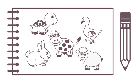 a notepad with animalsのイラスト素材