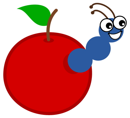 a maggot emerging from an apple or cherryのイラスト素材