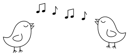 2 small black bird that singsのイラスト素材