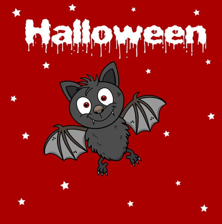 a bat on a red background halloweenのイラスト素材