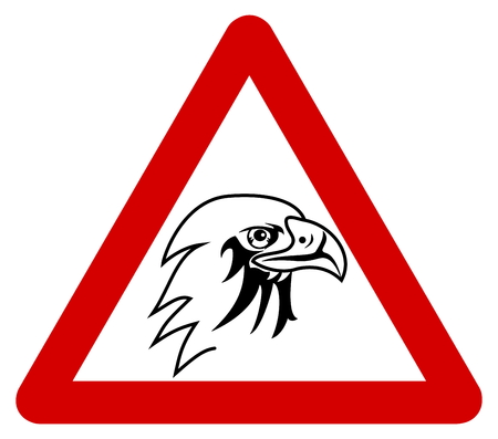 an eagle in a road sign of dangerのイラスト素材