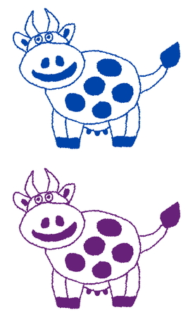 smiling cow profileのイラスト素材