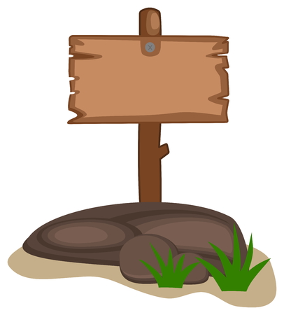 rock with panel for cartoon in woodのイラスト素材