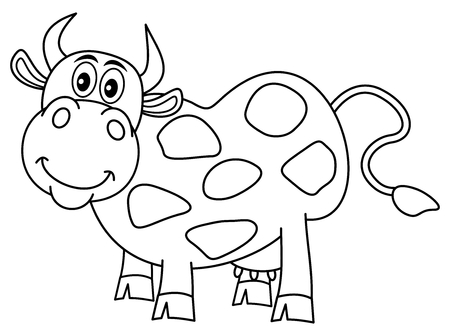 smiling huge cow for coloringのイラスト素材