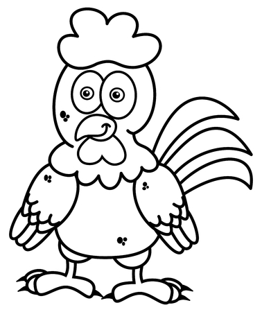 hen standing smiling for coloringのイラスト素材