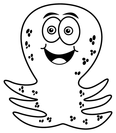 octopus merry standing for coloringのイラスト素材