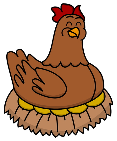 hen brooding eggsのイラスト素材