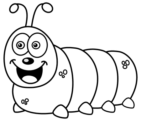 smiling caterpillar for coloringのイラスト素材