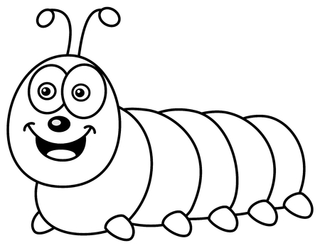 smiling caterpillar for coloringのイラスト素材