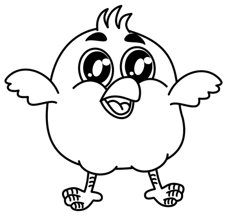 small bird smiling for coloringのイラスト素材