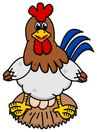 hen with nest and eggsのイラスト素材
