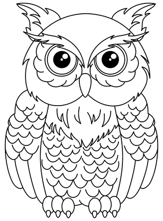 owls sitting for coloringのイラスト素材