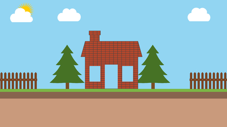 Construction of a brick houseの写真素材