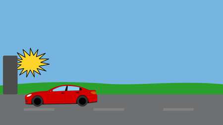 car on the road flashed by a radarの写真素材