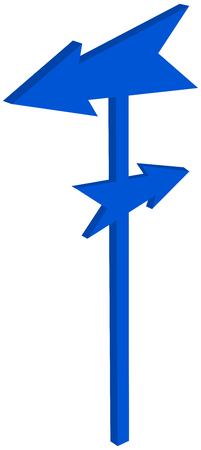 A road sign with pointed blue arrowhead - 3D Illustrationのイラスト素材
