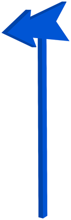 Road sign with pointed blue arrowhead - 3D Illustrationのイラスト素材