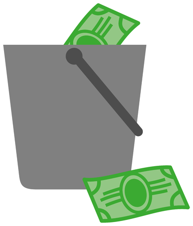 a bucket full of moneyのイラスト素材