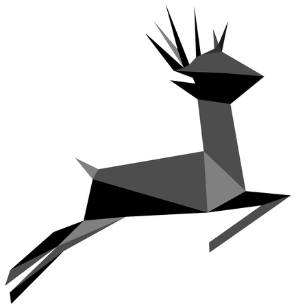 black shadow deer with polygonsのイラスト素材