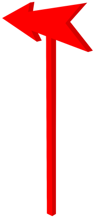 Road sign with pointed red arrowhead - 3D Illustrationのイラスト素材