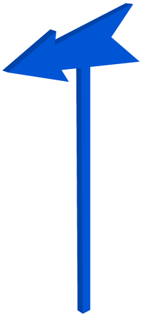 Road sign with pointed blue arrowhead - 3D Illustrationのイラスト素材